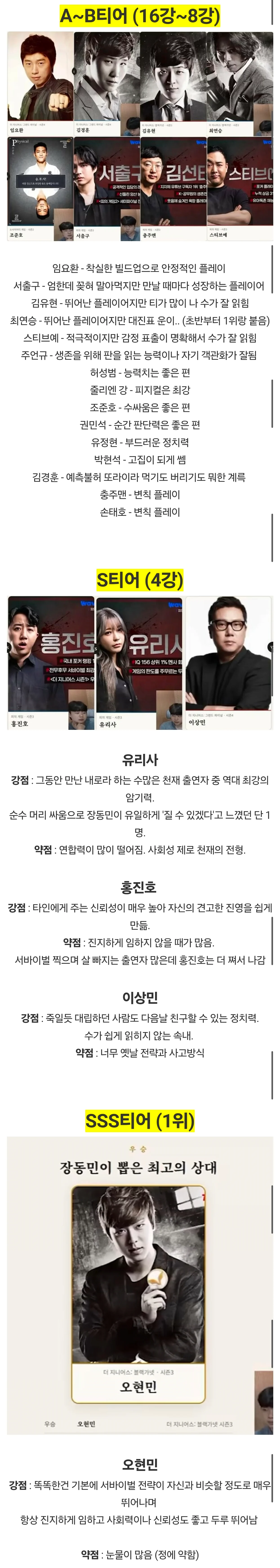 장동민이 뽑은 '역대 서바이벌 최고의 상대'