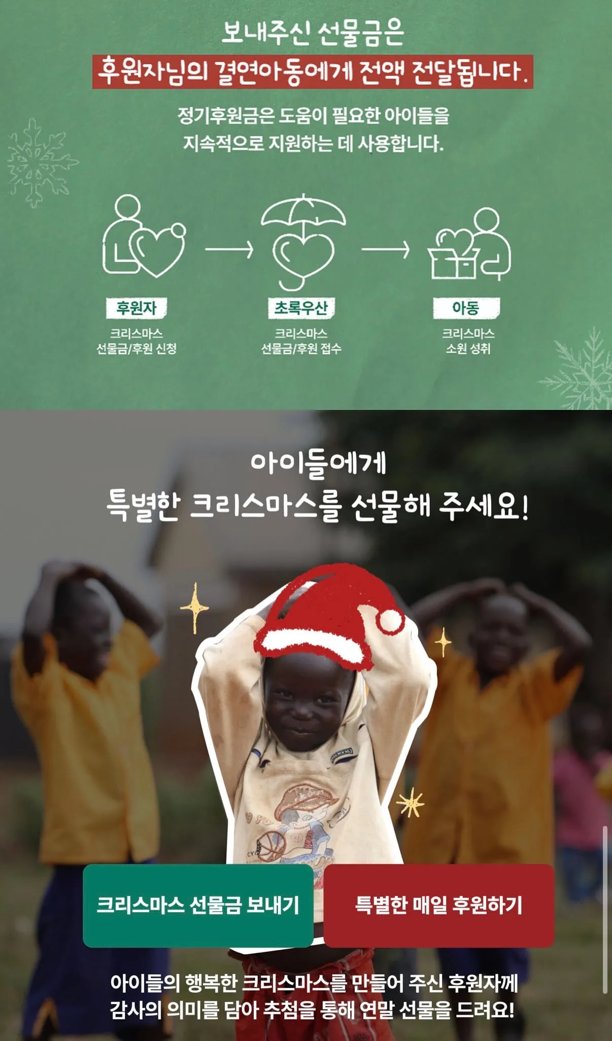 결연아동 후원하면 1년간 받는 메세지