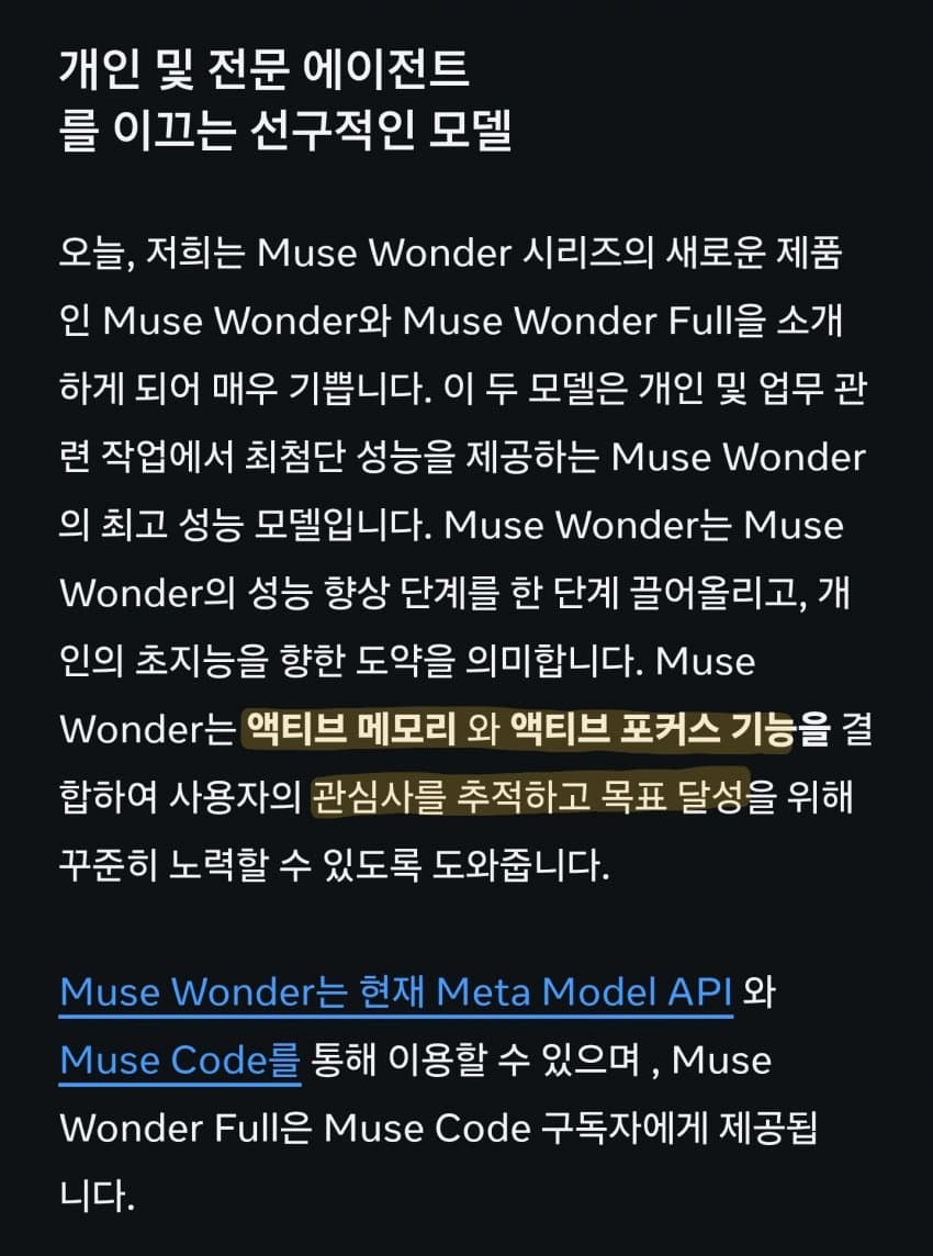 (메타) 개인용 초지능을 향한, 뮤즈 원더를 소개합니다. (8)