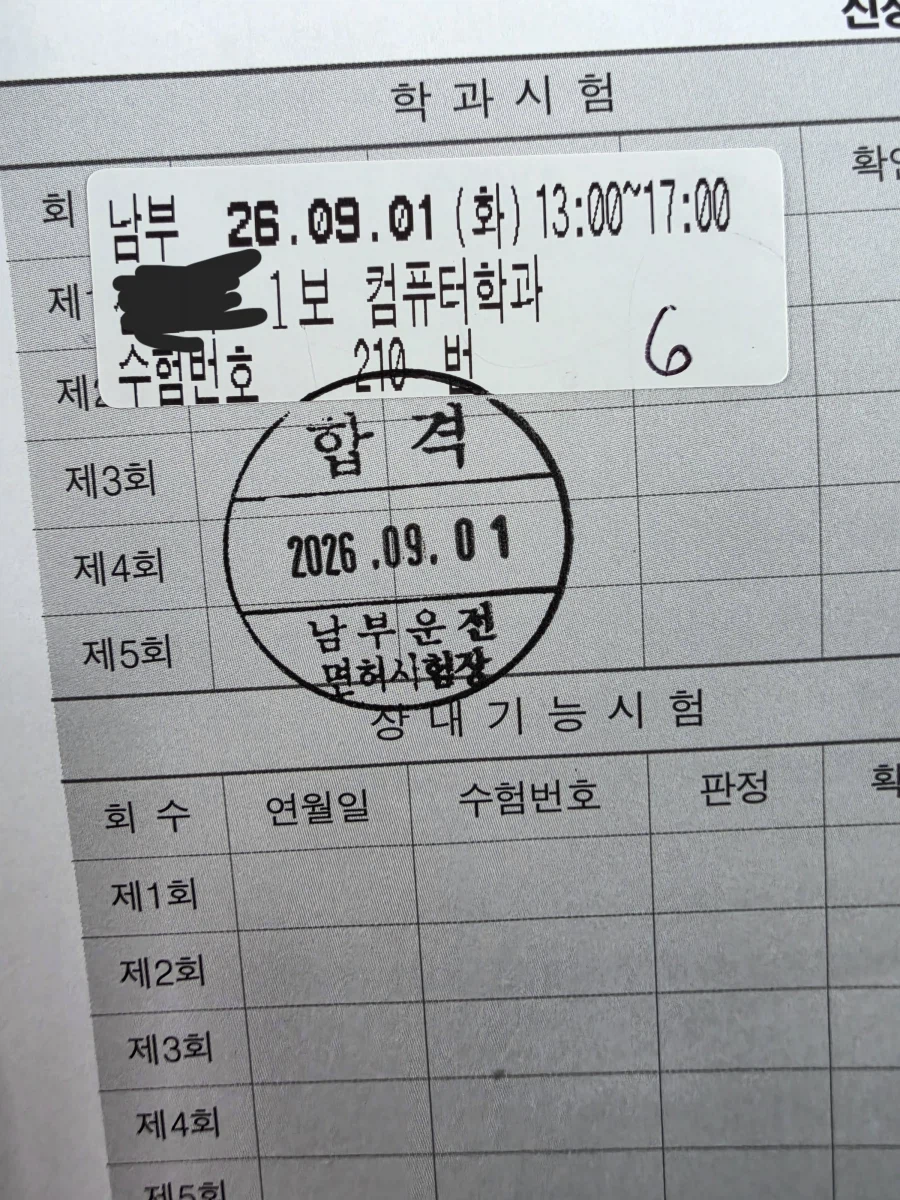 유게이들아 축하해줘라 운전면허 필기 합격했다
