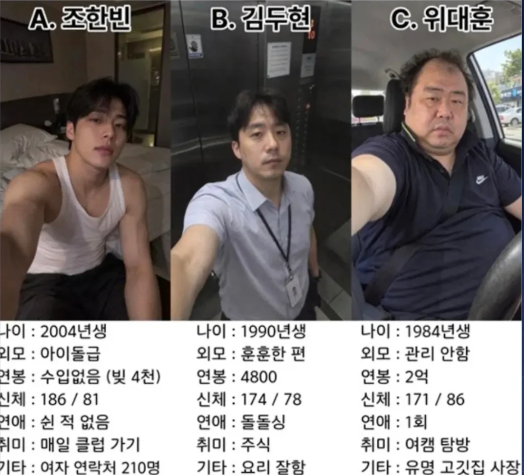 여성들에게 결혼상대로 호불호 갈리는 3명의 남자