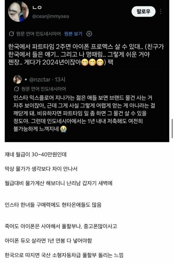 한국 경제에 현타온 인도네시아인들 (5)