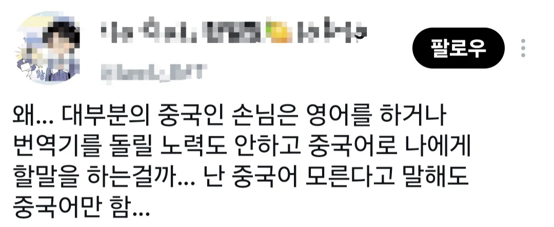 왜 한국여행와서 번역기나 영어 안쓰고 중국어만 쓰냐는 말에 발작난 중국인들