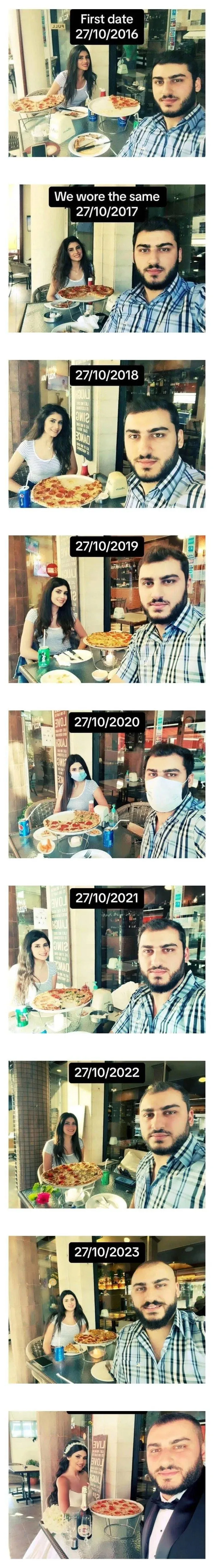 기념일마다 같은 식당에 간 커플