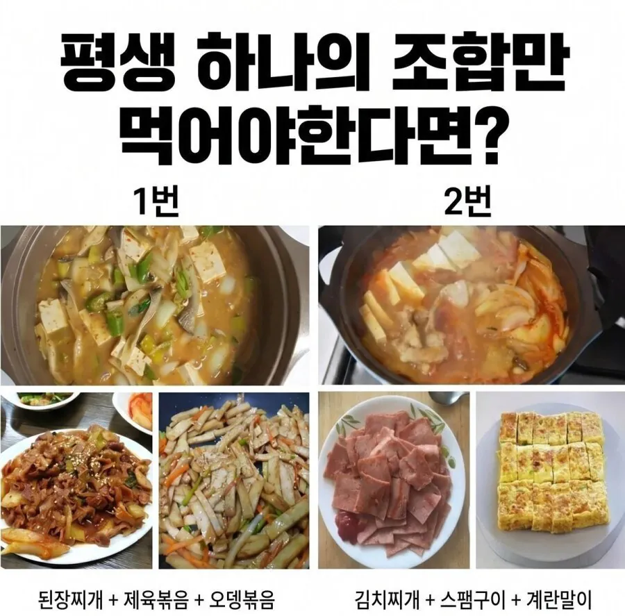 평생 하나의 조합만 먹어야한다면?
