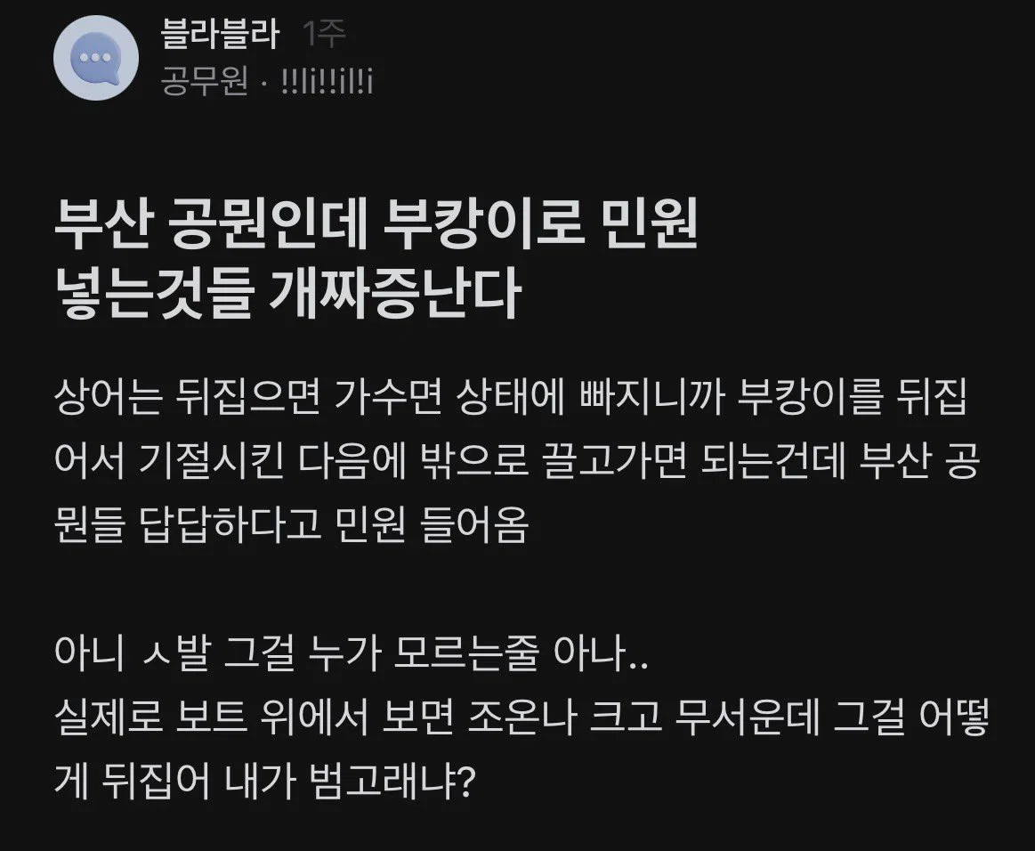 부산 공무원인데 부캉이로 민원 넣는것들 개 짜증난다