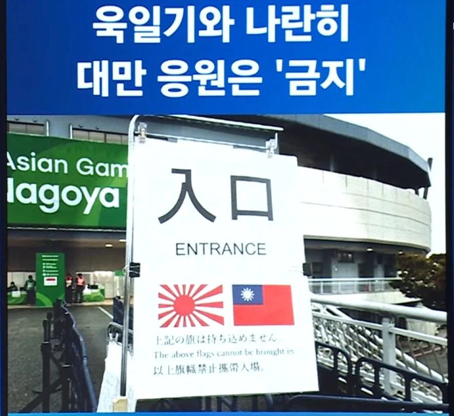 이번 아시안 게임에서 욱일기랑 같이 금지된 것