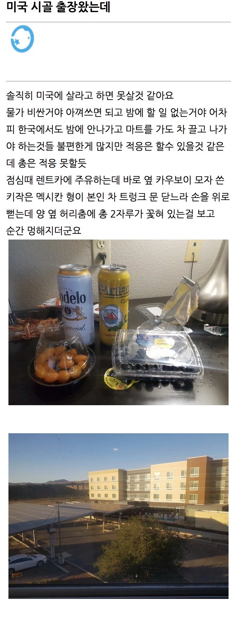 미국 시골 출장 온 후기