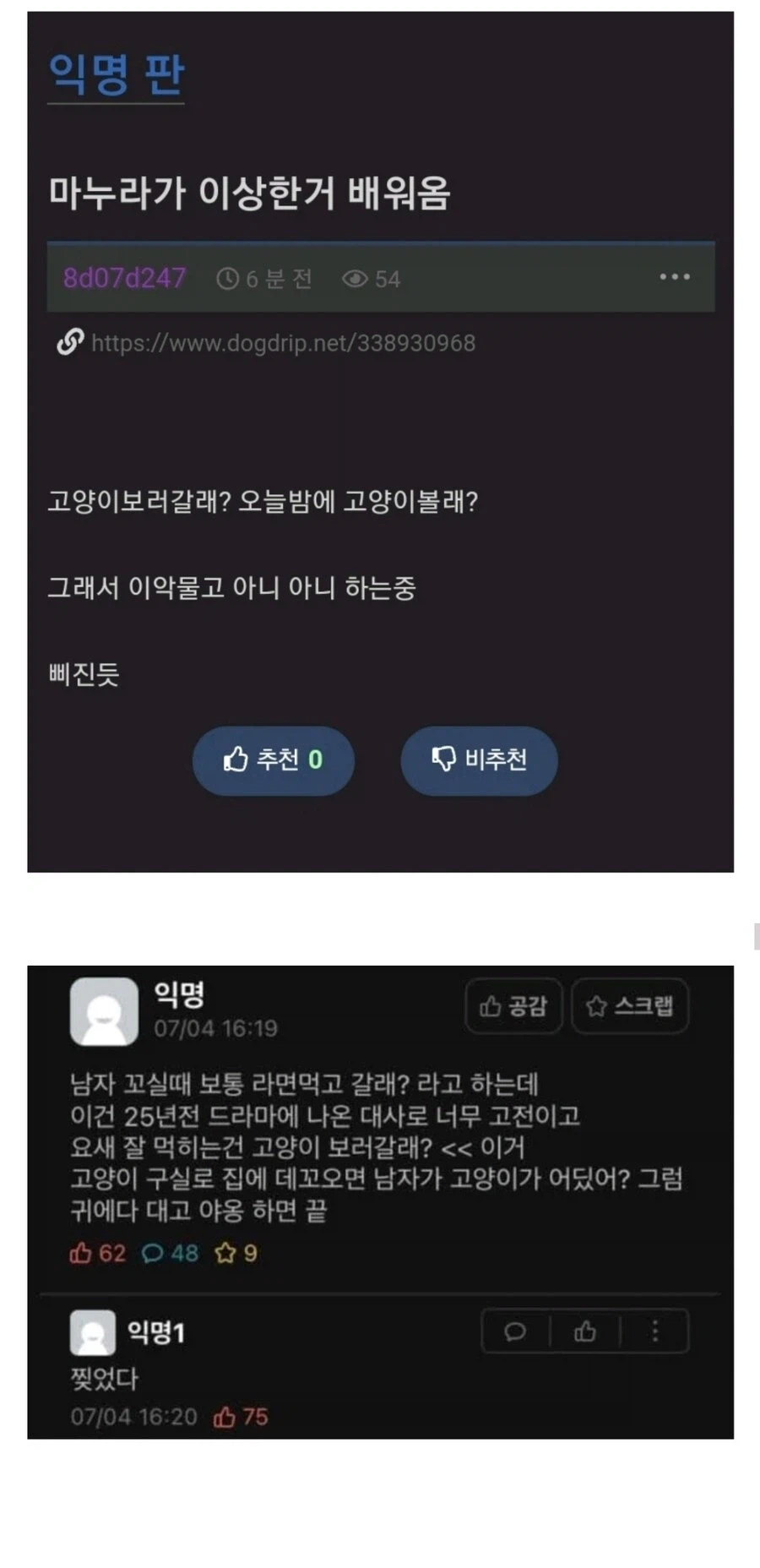 와이프가 어디서 이상하고 못된 거 배워 옴