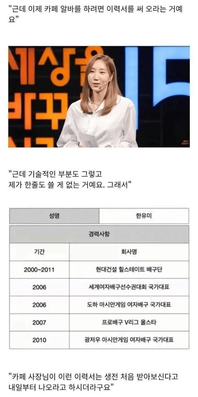 ??? : 알바에 이력서를 써오라는거에요.