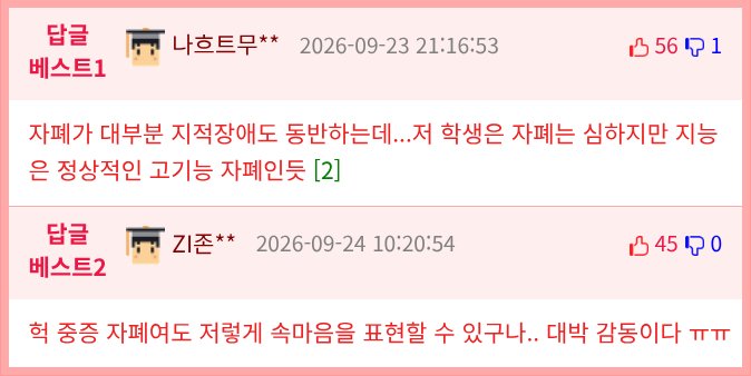 저는 중증 자폐성 장애 1급을 가지고 있는 중학교 3학년 박주환이라고 합 (2)