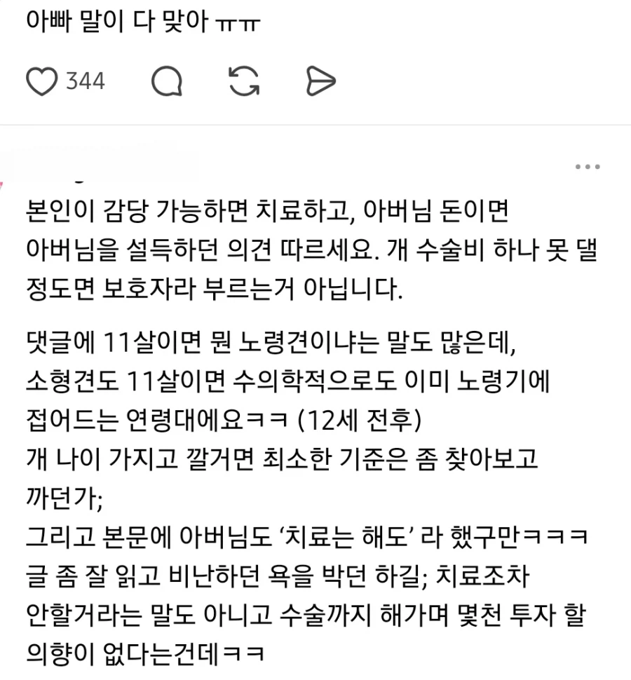 노견 수천만원드는 수술은 안시킨다는 아버지 (4)