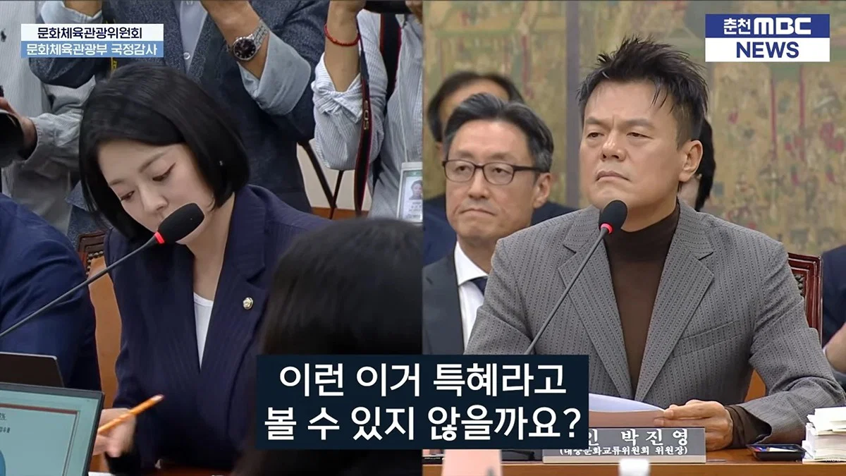 오늘 국감에 나와서 배현진 질문받는 박진영 (페노메논 관련) (7)