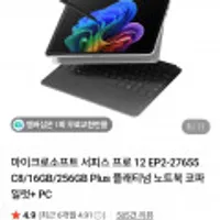마이크로소프트 서피스 프로 12 EP2-27655 C8/16GB/256GB Plus 플래티넘 노트북 코파일럿+ PC
