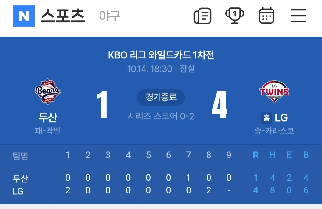 ⚾️)잠실의 마지막해 잠실더비 결과