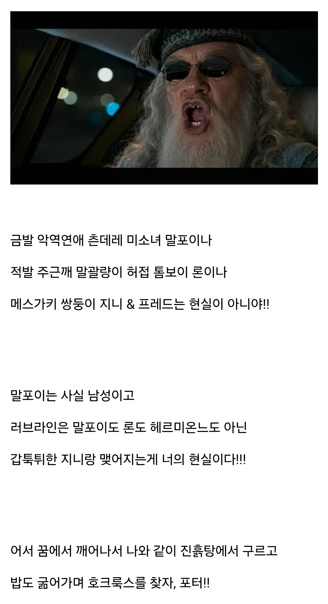 "꿈에서 깨어나거라 포터!!!!!"