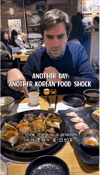 간장게장 처음 먹어보는 프랑스인