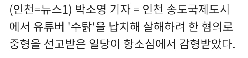 100만 유튜버 '수탉' 납치·살해시도 일당, 2심서 감형 (5)