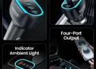 Toocki 120/90W 미니 차량용 충전기 4 포트 고속 충전