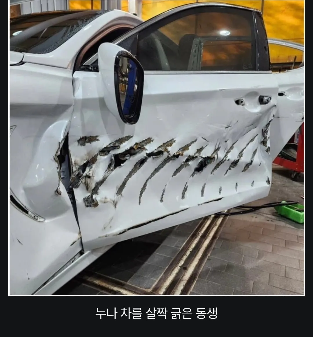 누나 나 차 살짝 긁었는데