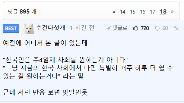 한국인은 주4일제를 원하는게 아니다