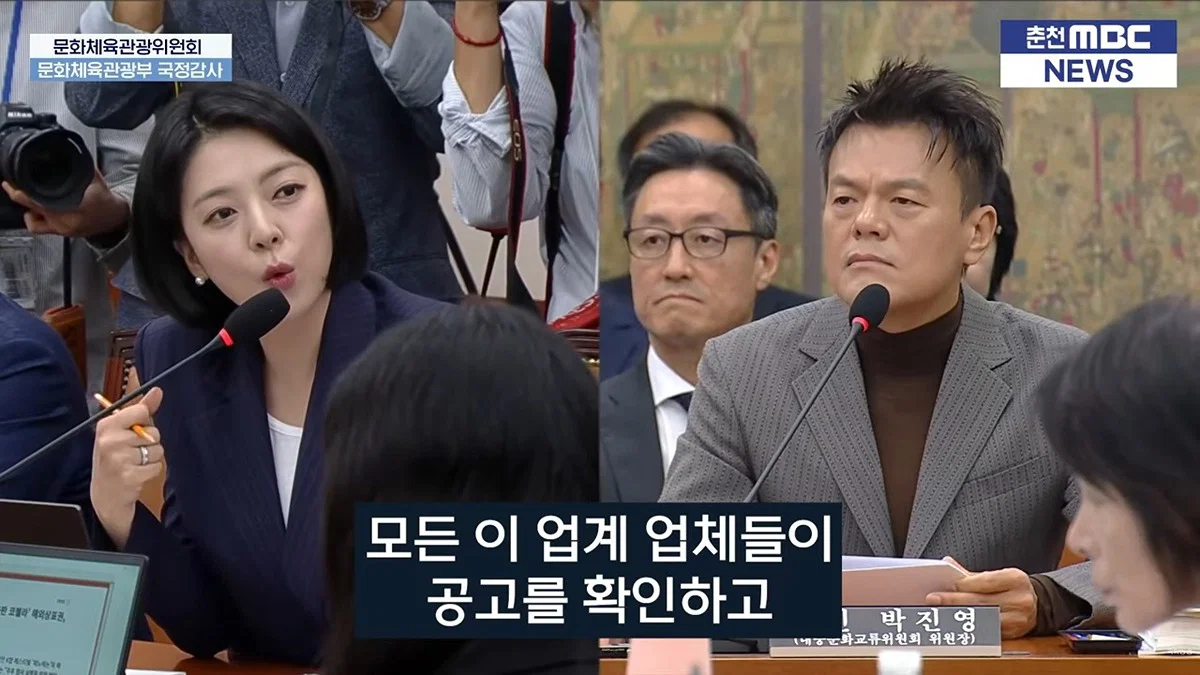 오늘 국감에 나와서 배현진 질문받는 박진영 (페노메논 관련)