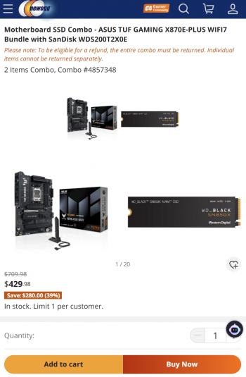 [뉴에그] (직구) ASUS TUF X870E + SN850X 2TB + TFORCE 1TB SSD