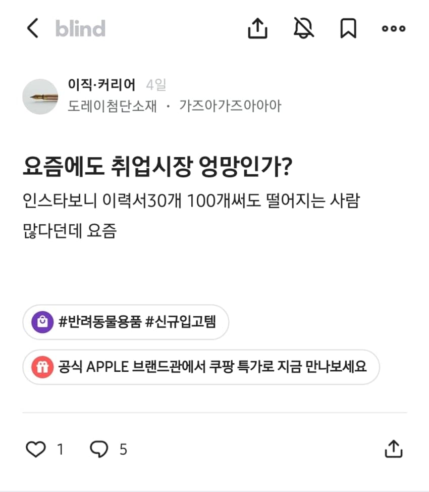 요즘 20대들 취업 진짜 힘들어 보인다는 블라인드 (10)