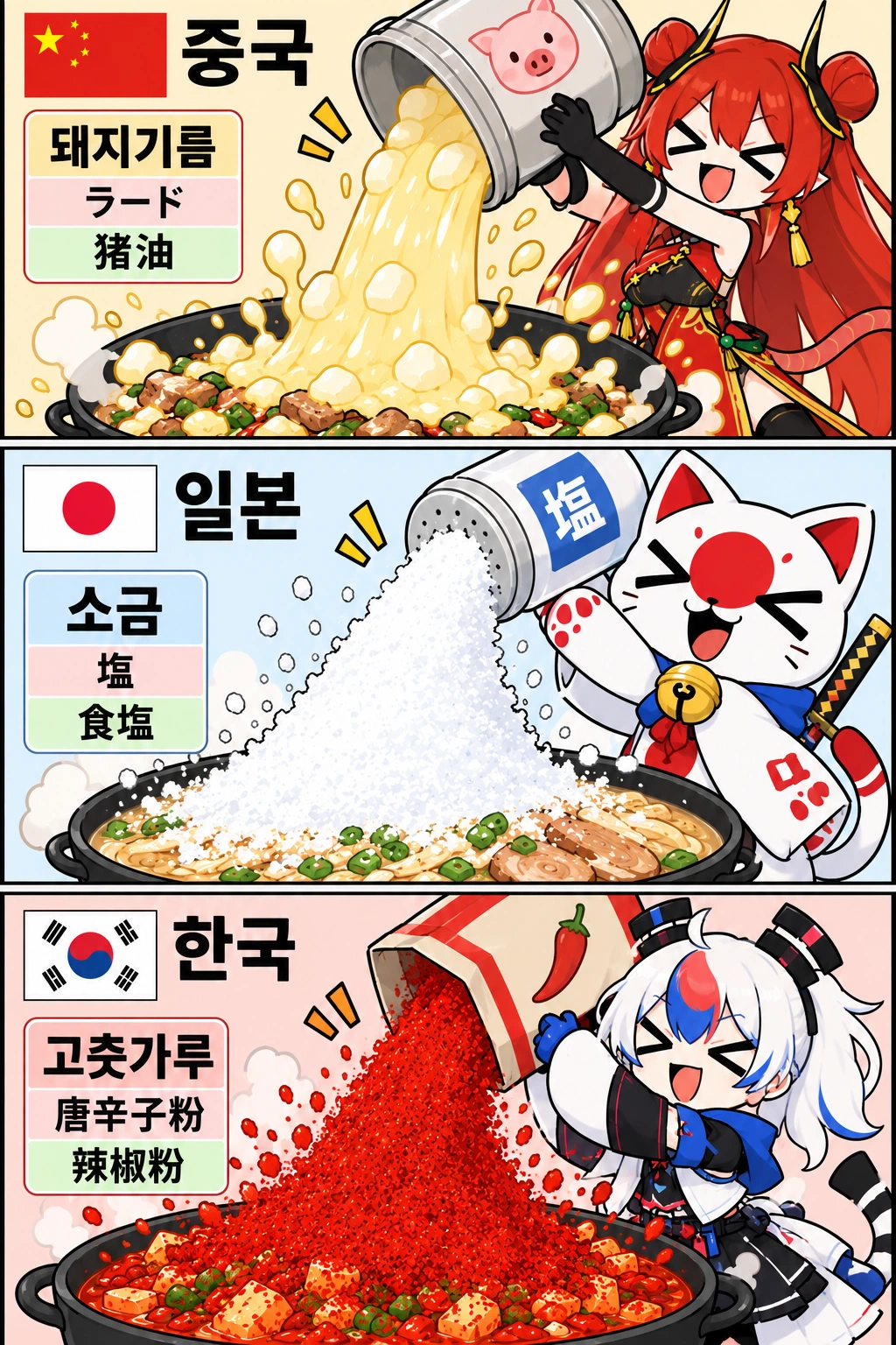 한중일 요리 요약