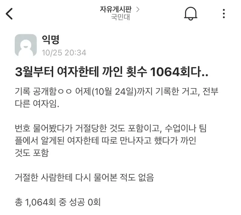 펌글] 여자들한테 1064번 까인 썰 (2)