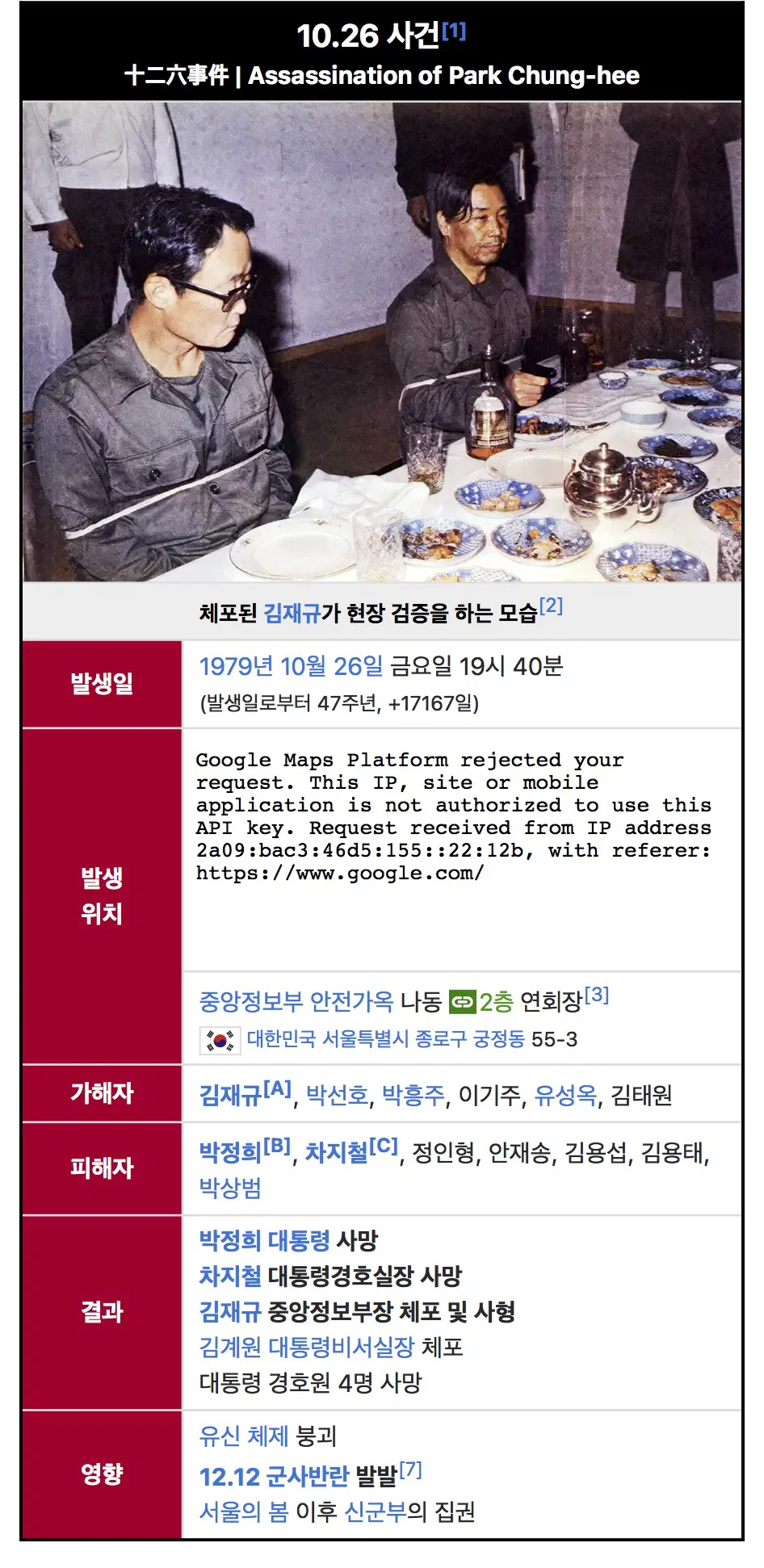 오늘은 여대생을 궁정동 안가로 불러 술자리를 가지던 독재자가 총살당한 날