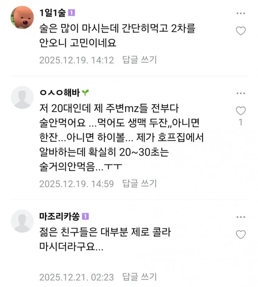 젊은 애들이 술을 안먹어서 힘든 사장님들