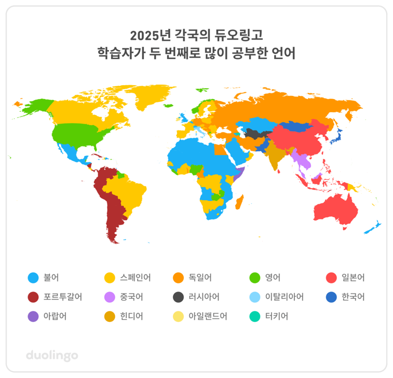 듀오링고에서 가장 인기 있는 언어 톱10 (4)