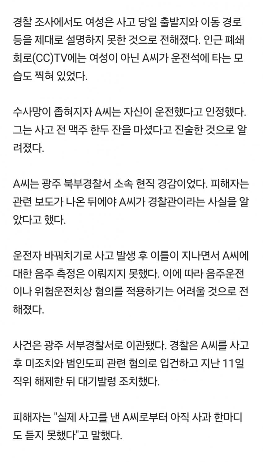 "남편이 알면 안 돼" 아내 자수시킨 음주 뺑소니범…경찰 간부였다 (3)