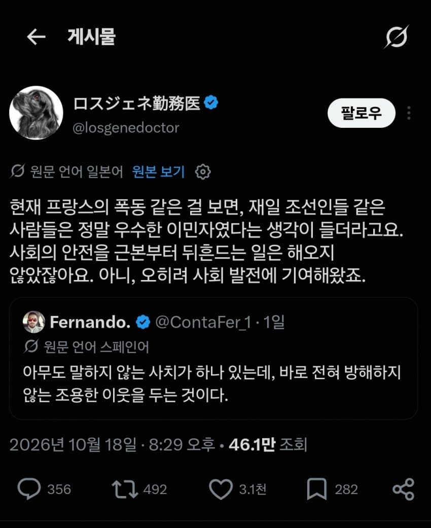 싱글벙글 프랑스 시위를 목격한 일본인 반응..