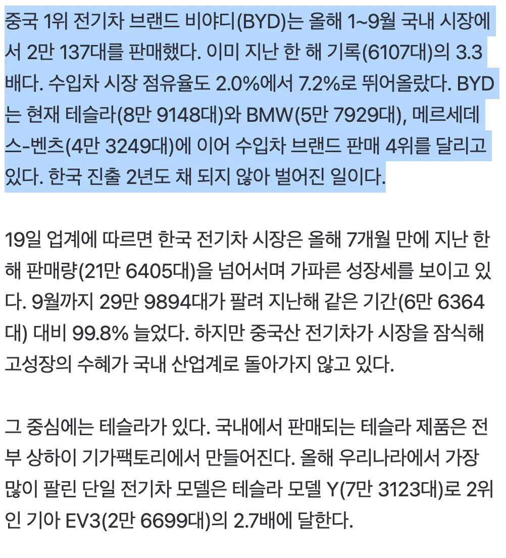 🇨🇳  🚗  BYD, 국내 중견 완성차 3사 판매량 추월…업계 “절망감 느낀다” (3)