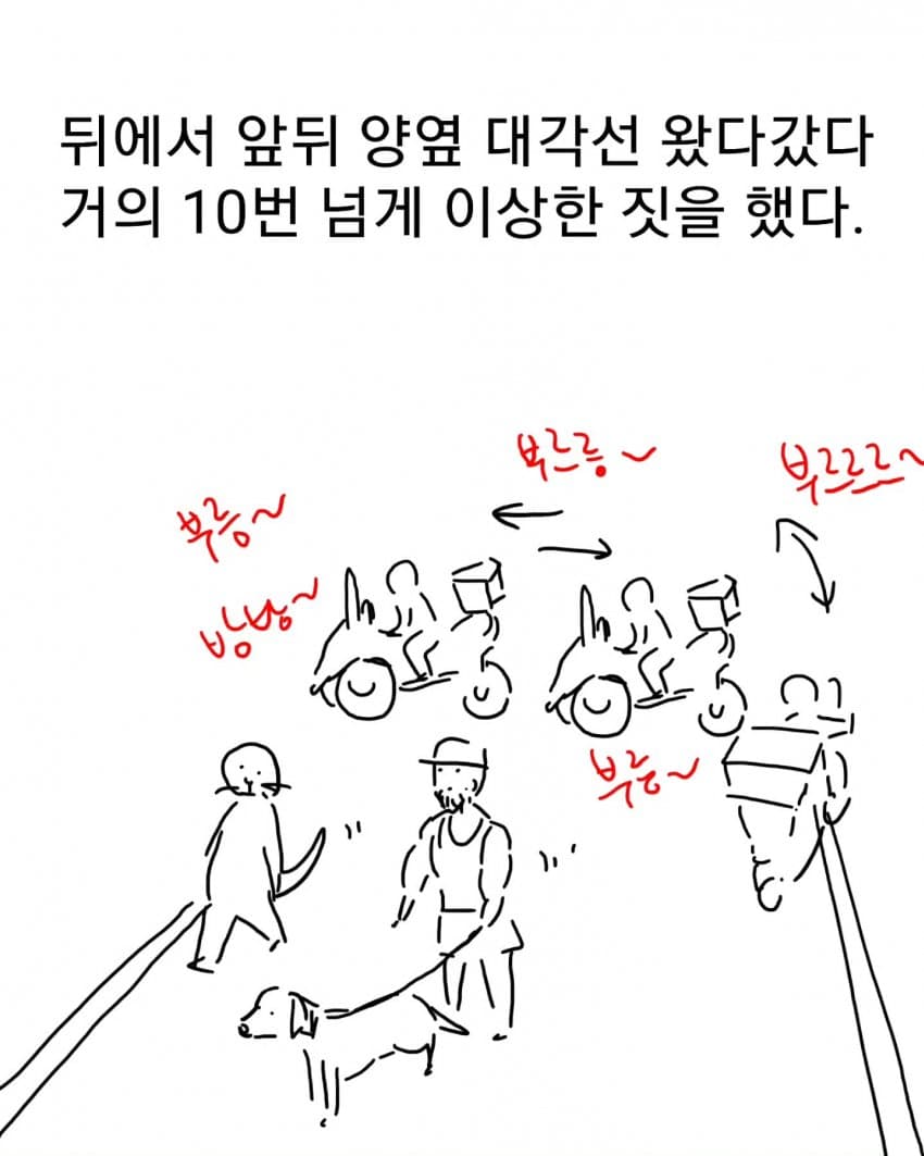 오토바이 무서워하는 강아지 교육하는 만화 (6)