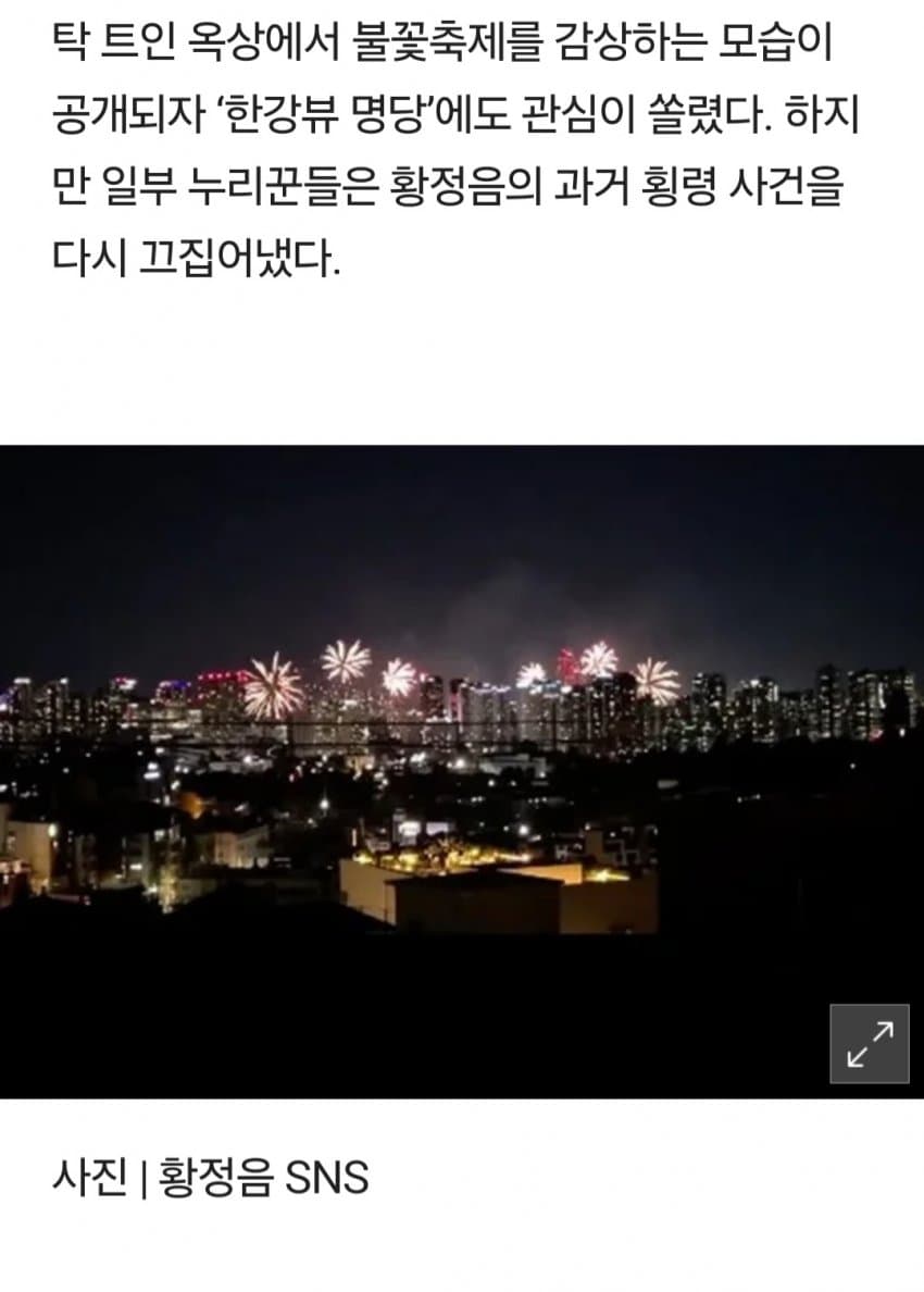 황정음 한강뷰 불꽃축제 자랑했다 봉변.. (3)