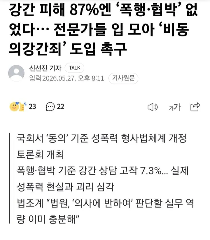 비동의 강간죄가 필요한 이유