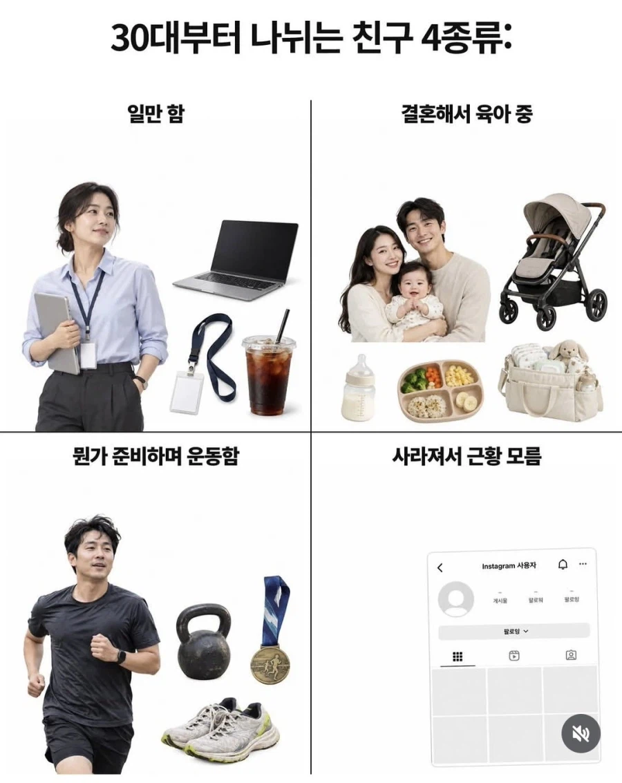 30대부터 나뉘는 친구 4종류