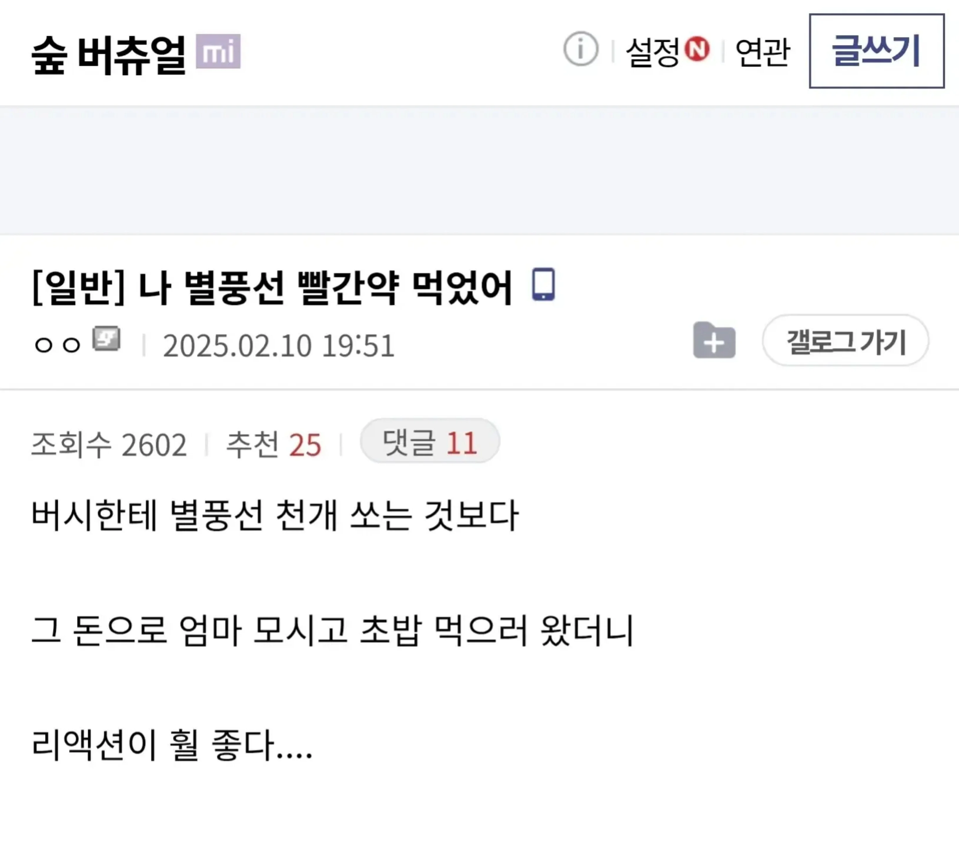 버튜버한테 별풍선 쏘다가 빨간약 먹은 사람