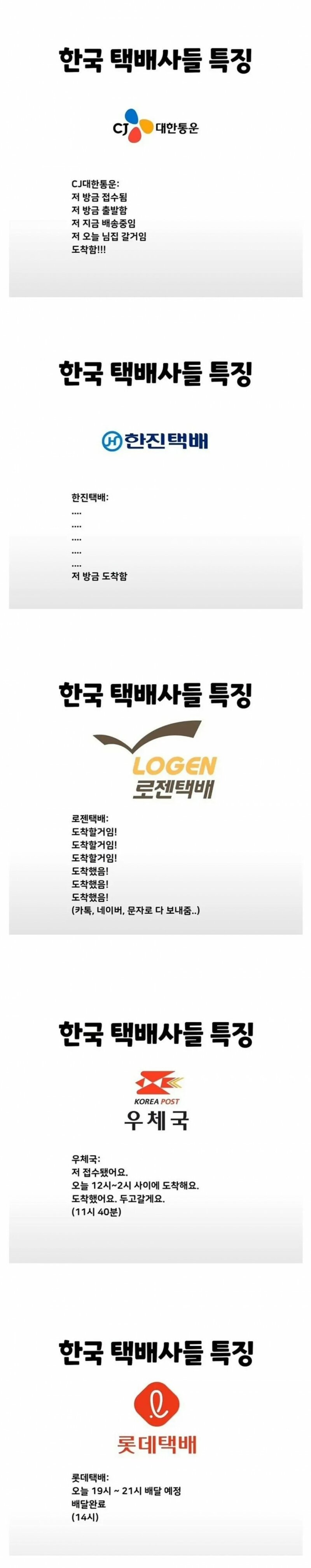 한국 택배사별 특징 (2)