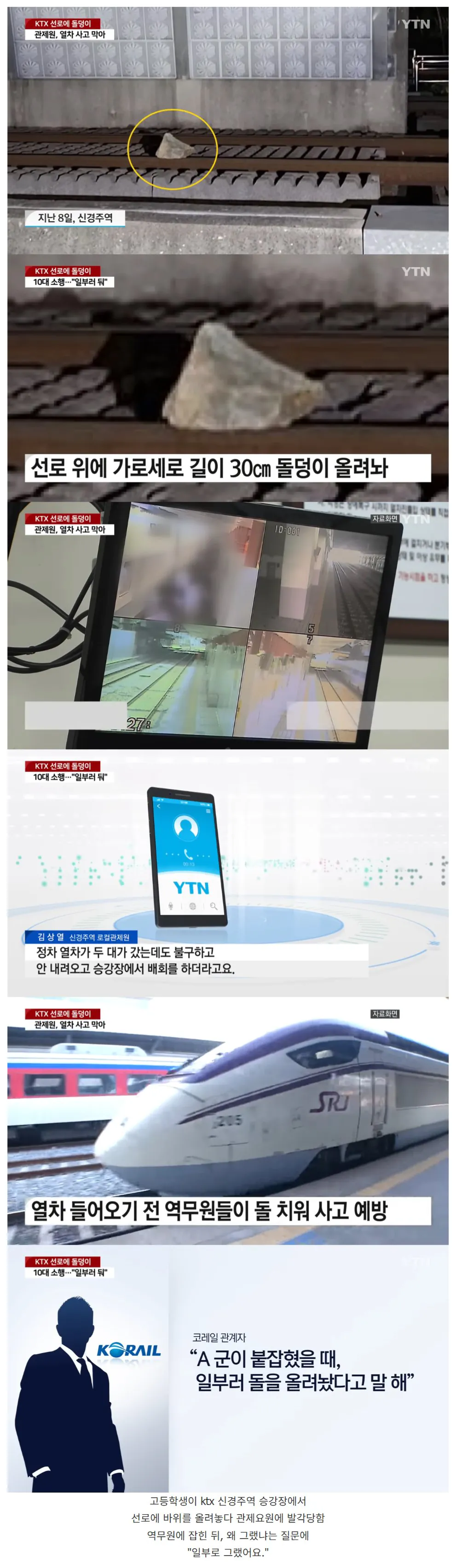 열차 선로에 돌덩이 놓은 고등학생
