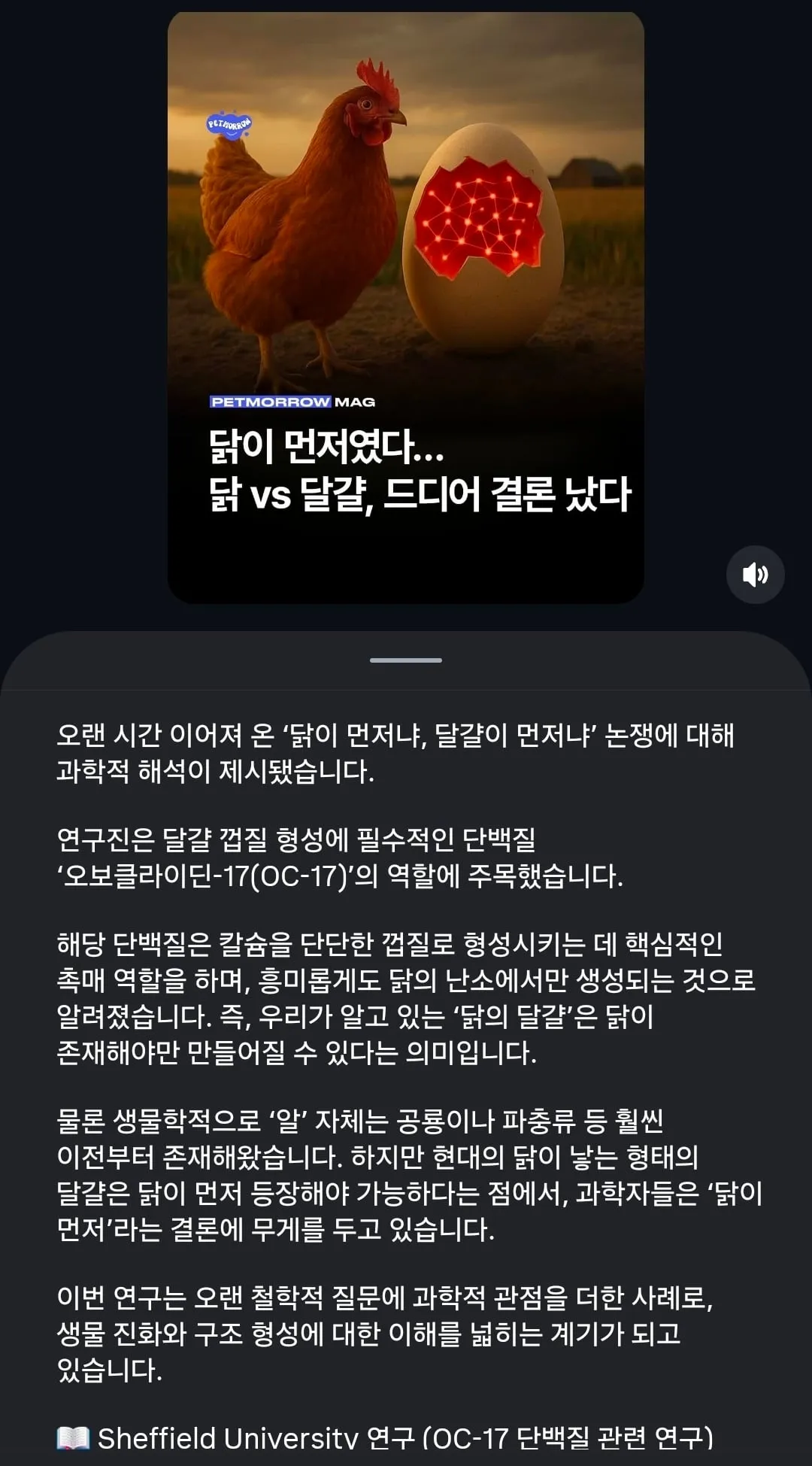 닭이 먼저냐 달걀이 먼저냐 결론 남
