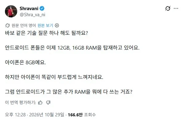 안드로이드는 아이폰보다 램도 많은데 뭐함?
