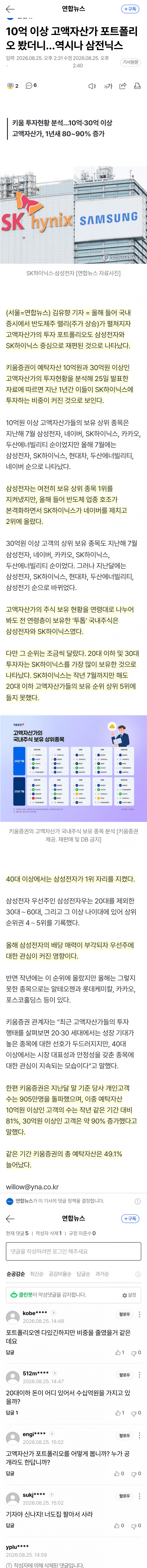 고액자산가 포트폴리오, 삼성·하이닉스 쏠렸다 (2)