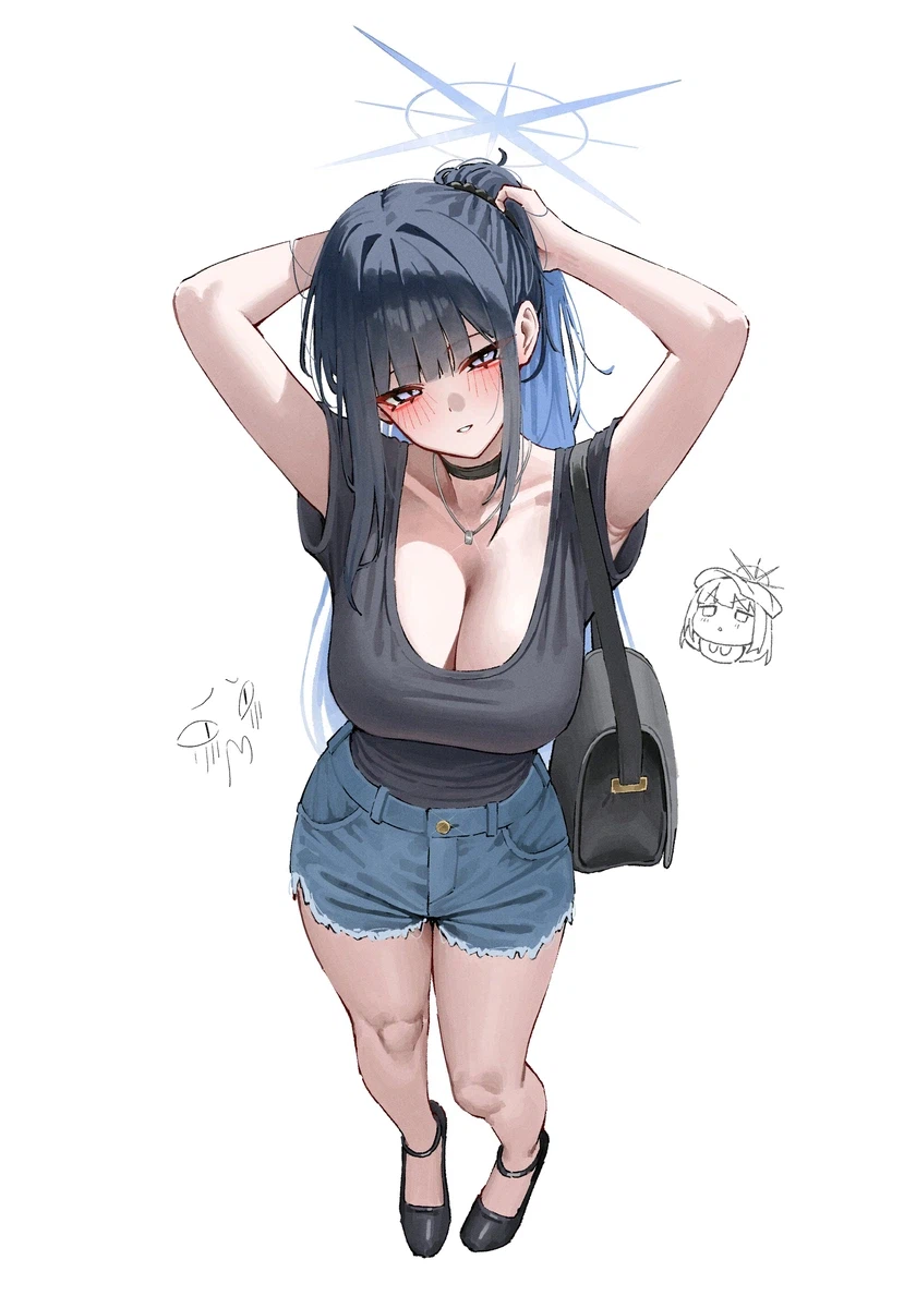 블루아카) 데이트하다 머리묶는 사오리 어흐어흐
