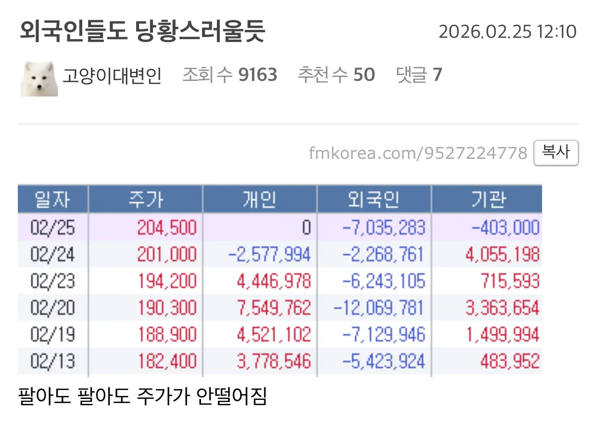 외국인도 당황스러울 삼전주식 ㅋㅋㅋ