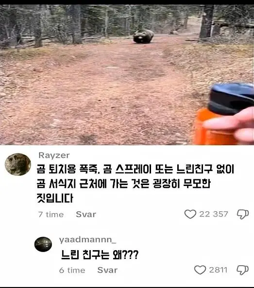 의외로 곰에게 쫒길 때 필요한 것