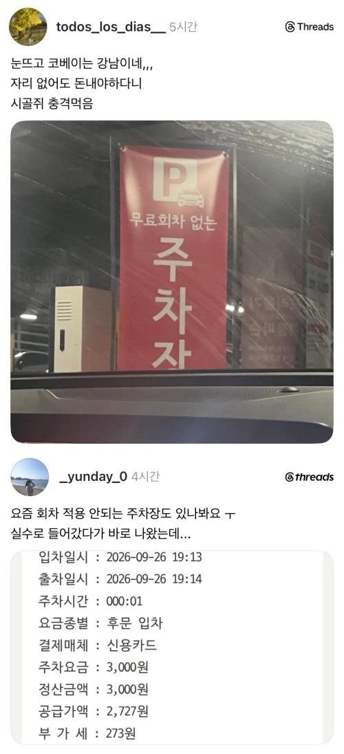 서울 주차장 각박함에 놀라버린 시골쥐들